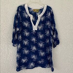 RockFlowerPaper Blue and White Octopus Print Tunic size S/M